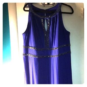Floor length pleated royal blue evening gown!